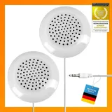 Goods & Gadgets Kopfkissen Lautsprecher Duo für dezentes Hören im Liegen, 3,5 mm Klinke, Weiß, Ø 5 cm, ideal für Hörbücher & Einschlafhilfe - Weiß