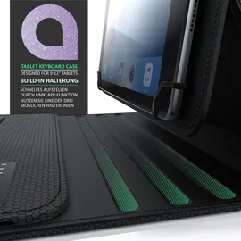 Aplic CSL Bluetooth Tastatur mit Schutzhülle, Tablet-Tastatur für 9-12 Zoll Tablets, magnetische Befestigung, Multimedia Funktionstasten, QWERTZ Layout