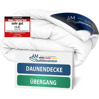 DormiGood | Premium Daunendecke 155x220 cm | Übergangsdecke | 100% Daunen (610g) | Bettdecke | 155x220 | Herbst | Frühling | Übergang | Nomite... | Weiß