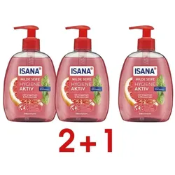 ISANA 2+1 Aktion: 3x Milde Seife »Hygiene Aktiv« 500 ml rosa