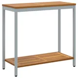 Makastle Wandtisch Beistelltisch Gartentisch Konsole Tisch Outdoor Konsolentisch Flurtisch, Natur & Grau 35x80x75 cm Massivholz und Stahl