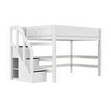 Lifetime Mittelhochbett mit Treppe ¦ weiß ¦ Maße (cm): B: 257 H: 152