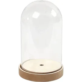 Creativ Company Plastikglas Glocke auf Holzfuß, H: 18 cm, D: 11 cm, 1Pck, Weihnachtsrot