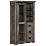 Massivmoebel24 Vitrine Mango 100 x 45 x 175 cm Grau