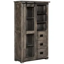 Massivmoebel24 Vitrine Mango 100 x 45 x 175 cm Grau