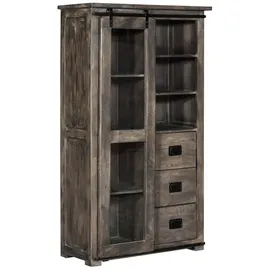 Massivmoebel24 Vitrine Mango 100 x 45 x 175 cm Grau