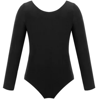 FEESHOW Kinder Mädchen Ballettkleidung Langarm Ballett Body Tanz Trikot Leotard Top Elastisch für Tanz Gymnastik Schwarz 152