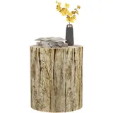 Homcom Beistelltisch, Couchtisch im Baumstumpf-Design, Rund Nachttisch, Natur, Kunststoff, 37x43x37 cm