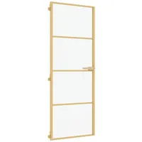 vidaXL Haustür Innentür Schlank Golden 76x201,5 cm Hartglas und Aluminium (1-St)