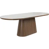 MSZ Design Esstisch Tisch ALMIRA Oval 200x90 walnussfarben mit Marmoroptik