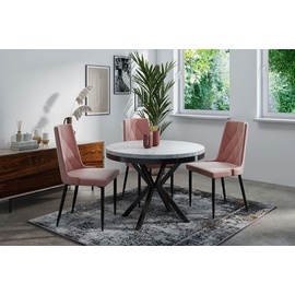 WFL GROUP Runder Ausziehbarer Esstisch - Loft Style Tisch mit Metallbeinen - 100 bis 180 cm - Industrieller Quadratischer Tisch für Wohnzimmer - Kompakt - 100 cm - Beton Grau