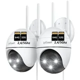 ieGeek Überwachungskamera 5G/2,4GHz Überwachungskamera Aussen 2K 5MP WLAN Kamera Überwachung (Aussen, Außenbereich, Outdoor, außen, 355°/120° PTZ, 24/7 Aufnahme,Nachtsicht in Farbe,Cloud-Speicher, 2-tlg., WiFi PTZ IP Kamera Outdoor Mit Mensch Bewegungsmelder, 2-Wege-Audio,Multi-User-Sharing, Automatische Verfolgung)