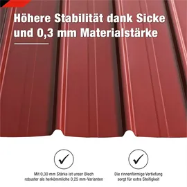 bravo the smart solution Trapezblech 12 x Abdeckblech 125 x 45 cm 6,75 m2 Stärke 0,3 mm Rot