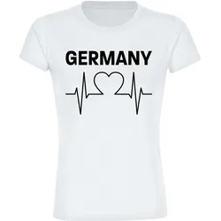 multifanshop Damen T-Shirt - Germany - Herzschlag - Druck schwarz - Frauen