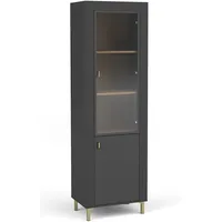 99rooms Kossa Vitrine Schwarz Eiche ohne LED-Beleuchtung