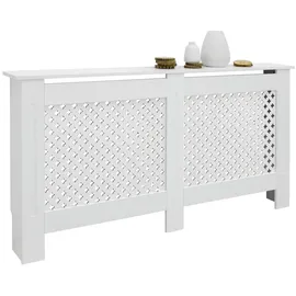 ECD Germany Heizkörperverkleidung Wabenmuster 152x19x82 cm Weiß