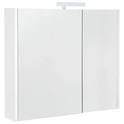 Spiegelschrank Akira mit LED-Beleuchtung, 2 Türen, Weiss Esche, 800 x 700 x 155 mm