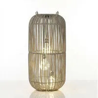 Formano Laterne Rattan 45 cm 3 LED Birnen grau/braun