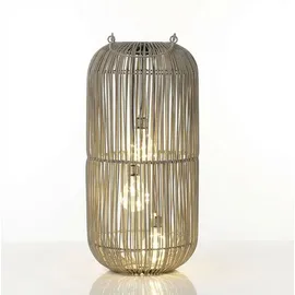 Formano Laterne Rattan 45 cm 3 LED Birnen grau/braun