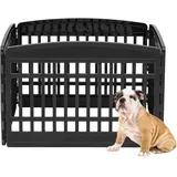 Iris Ohyama Welpenauslauf mit 4 Paneelen, H60cm, Schwarz, Katzengehege, Hundebox, Hundegitter, Für Outdoor, Indoor, Welpenlaufstall, Hundezaun, Welpenzaun, Laufstall Hund, CI-604E Panel