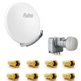 PremiumX Fuba DAA 850 W Satellitenantenne 85cm Aluminium Weiß DEK 417 Quad LNB Direktanschluss 4 Teilnehmer 8x F-Stecker
