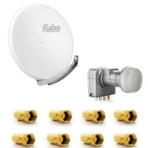 PremiumX Fuba DAA 850 W Satellitenantenne 85cm Aluminium Weiß DEK 417 Quad LNB Direktanschluss 4 Teilnehmer 8x F-Stecker