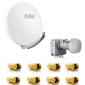 PremiumX Fuba DAA 850 W Satellitenantenne 85cm Aluminium Weiß DEK 417 Quad LNB Direktanschluss 4 Teilnehmer 8x F-Stecker
