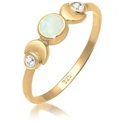 Elli Vintage Design Halbmond Opal Zirkonia 925er Silber Ringe   Damen 