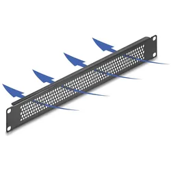 Delock Glasfaser-Blindblech - mit runden Löchern - Schrankmontage - Schwarz - 1U