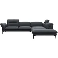 flexlux Ecksofa Salino, Funktionssofa mit Ottomane, Relaxsofa, Ecksofa, Sofa mit Arm- und Kopfteil-Verstellungen, Kaltschaum & Stahl-Wellen schwarz