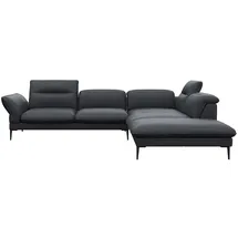 flexlux Ecksofa Salino, Funktionssofa mit Ottomane, Relaxsofa, Ecksofa, Sofa mit Arm- und Kopfteil-Verstellungen, Kaltschaum & Stahl-Wellen schwarz