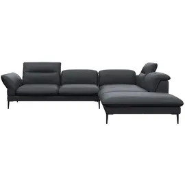 flexlux Ecksofa Salino, Funktionssofa mit Ottomane, Relaxsofa, Ecksofa, Sofa mit Arm- und Kopfteil-Verstellungen, Kaltschaum & Stahl-Wellen schwarz