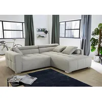 Ecksofa JOCKENHÖFER GRUPPE "Salerno L-Form" Sofas Gr. B/H/T: 280cm x 96cm x 231cm, Flachgewebe, Ottomane beidseitig montierbar, beige Sofas im Big-Sofa-Style, mit Kopf- bzw. Rückenteilverstellung und Zierkissen