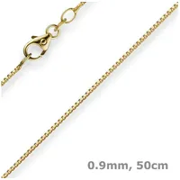 Schmuck Krone Goldkette 0,9mm Venezianerkette, 585 Gelbgold, 50cm, Gold 585 goldfarben
