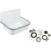 CORNAT Stahl-Ausgussbecken mit Zubehör-Set, 50 cm, 1 Stück, AGBSET50