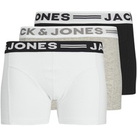 JACK & JONES - Boxershorts Sense Trunks 3er Pack in weiß/grau/schwarz, Gr.152,