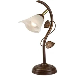 Licht-Erlebnisse Tischlampe Glasschirm Ambiente Shabby Braun antik