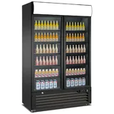 A&S Getränkekühlschrank mit Display und 2 Flügeltüren 750 Liter, 1120x610x1975 mm, schwarz