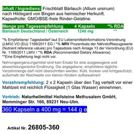 VitalLife Wilder Frischblatt Bärlauch Kapseln 360 St.