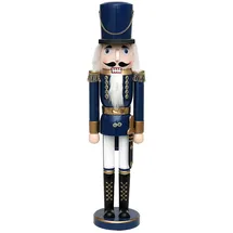 Dekohelden24 Wunderschöner Nussknacker Soldat in Blau metallic ca. 50 cm