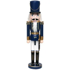 Dekohelden24 Wunderschöner Nussknacker Soldat in Blau metallic ca. 50 cm