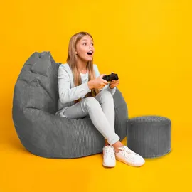 DreamRoots Sitzsack, Grau, Textil, 70x105x70 cm, Oeko-Tex® Standard 100, Wohnzimmer, Hocker, Sitzsäcke, XXL Sitzsäcke
