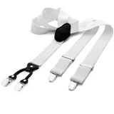 DonDon Hosenträger DonDon® Herren Hosenträger breit 4 Clips mit Leder in Y-Form elastisch (1-St) Y-Form, verstellbar mit Clipverschluß, elastisch weiß