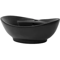 Luxebath Waschbecken Schwarz matt 59x39,5x20,5 cm mit Ablaufgarnitur
