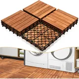 Lospitch Holzfliesen 55 fliesen Terrassenfliesen 5m2 Akazien bodenfliesen 30x30cm Klickfliese Bodenbelag Drainage wetterfest - Braun