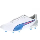 Puma Unisex King PRO FG/AG Soccer Shoe, White-Bluemazing-Flat Light Gray, 48.5 EU - 48.5 EU