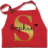 Kinderschürze Schürze Kinder Jungen Mädchen - Weihnachten - Namens Geschenk I Anfangsbuchstabe personalisiert I Initialen mit Name - 7-14 Jahre - Rot - anfangsbuchstaben baumwolle backen - 7-13 Jahre