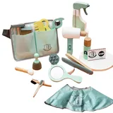 Gereton 18-teiliges Friseurkoffer Kinder Holz Rollenspiel, Friseur Spielzeug Set, Schminktaschen Beauty Set Für Mädchen Prinzessin Ab 3 Jahren