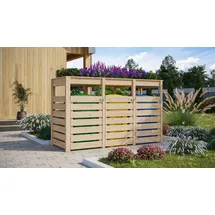 Karibu Mülltonnenunterstand 3 Mülltonnen naturbelassen Mülltonnenbox Gartenbox 238x143x88 in cm (BxHxL)