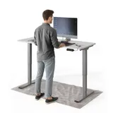 deskspace PRO Plus Elektrisch höhenverstellbarer Schreibtisch, 140x70 cm Stehpult mit Memory-Funktion, Weiße Tischplatte, Graues Gestell - Grau/Weiß